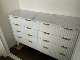 White Marble Dresser with 8 Drawers