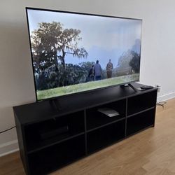 55" Smart TV 2025 with Modern Wood  TV Stand