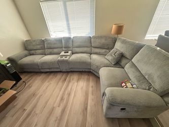 Large Gray Sectional Sofa with Recliner