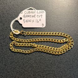 Slashed Price- 5mm x 16” Cuban Link Diamond Cut Chain