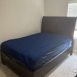 Full Size Bed + Red Mahogany Head Board And Frame