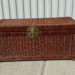 Vintage Wicker Storage Trunk Chest – Boho Rattan
