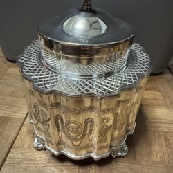K. Hansotia Silver Plated biscuit barrel