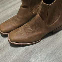 Mens Brown Square Toe Chelsea Western Boots