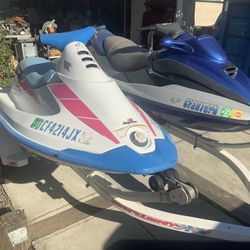  2 Jet skis, Polaris SL650, 2001 Sea doo GTX DI, Shorelandr Double Trailer $1500