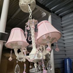 Beautiful 3-light Chandelier with Pink Shades 