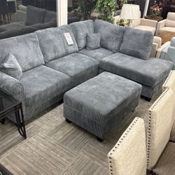 Sectional With USBs And Storage Ottoman