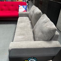 Grey Sofa Corduroy Light Fabric Convertible Cama