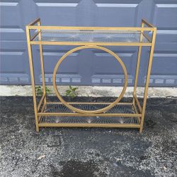 Modern Glam Gold Console Table w/ Etched Glass – Entryway / Sofa Table