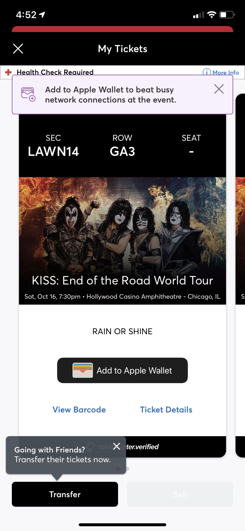2 Tickets To KISS concert Saturday October 16