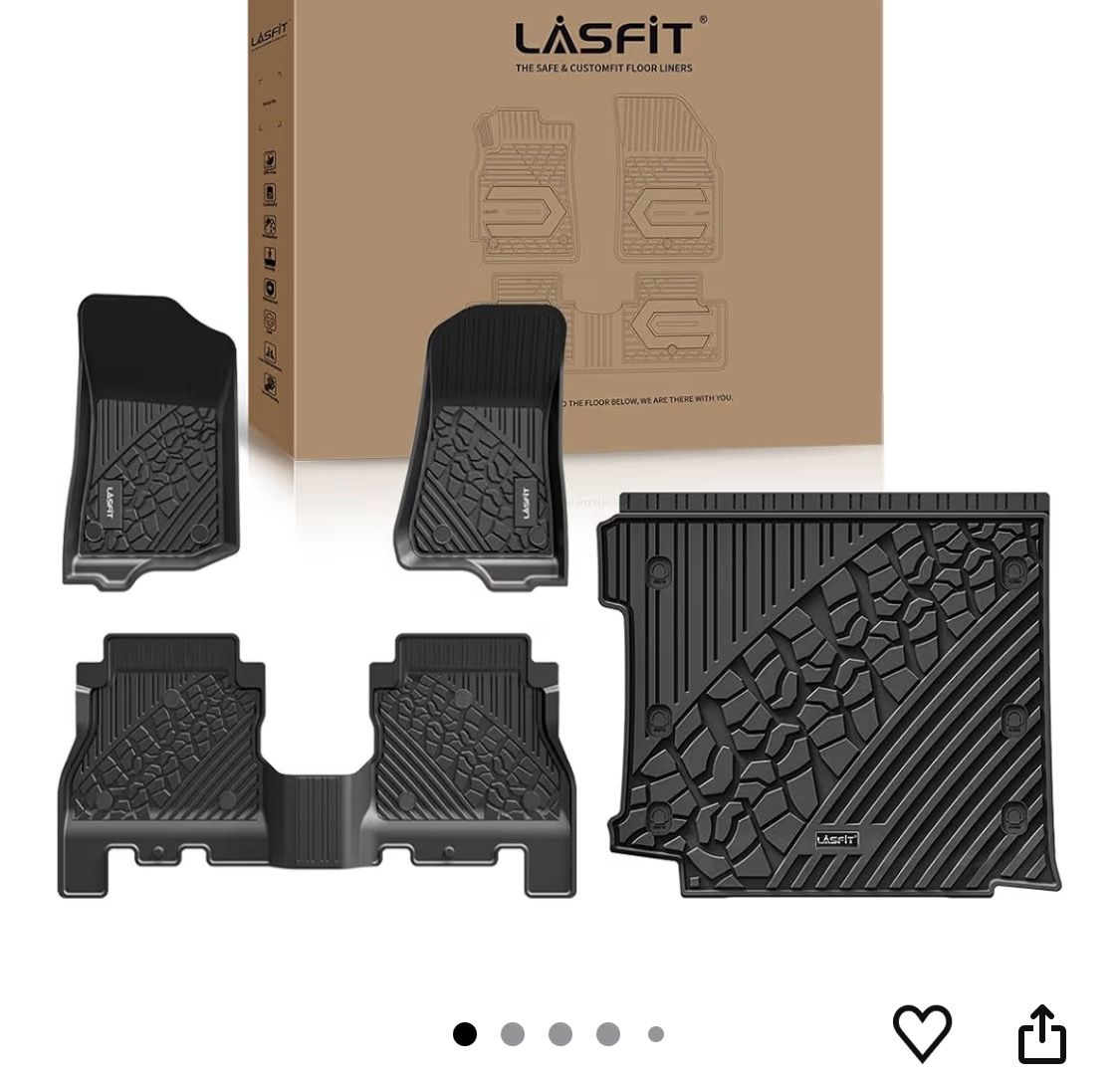Open Box LASFIT Floor Mats & Trunk Mat for Jeep Wrangler JL 2018-2025 4 Door Cargo with SUBWOOFER, All Weather TPE Custom Cargo Mat Fit for Flat Load 