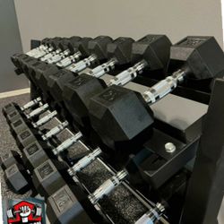 Dumbbell set online with rack sale