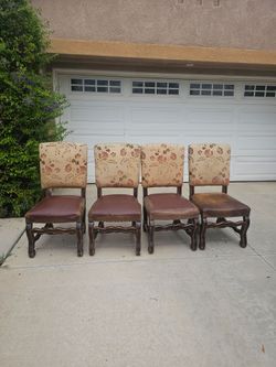 Solid Wood and leather dining chairs set Of 4 very heavy duty Very heavy