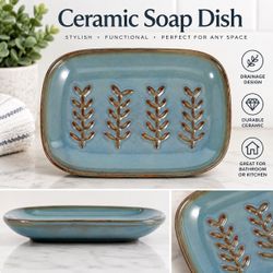Ceramic Soap Dish with Leaf Drainage Design