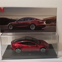 Tesla Model 3 Diecast 1/43  Red with Box
