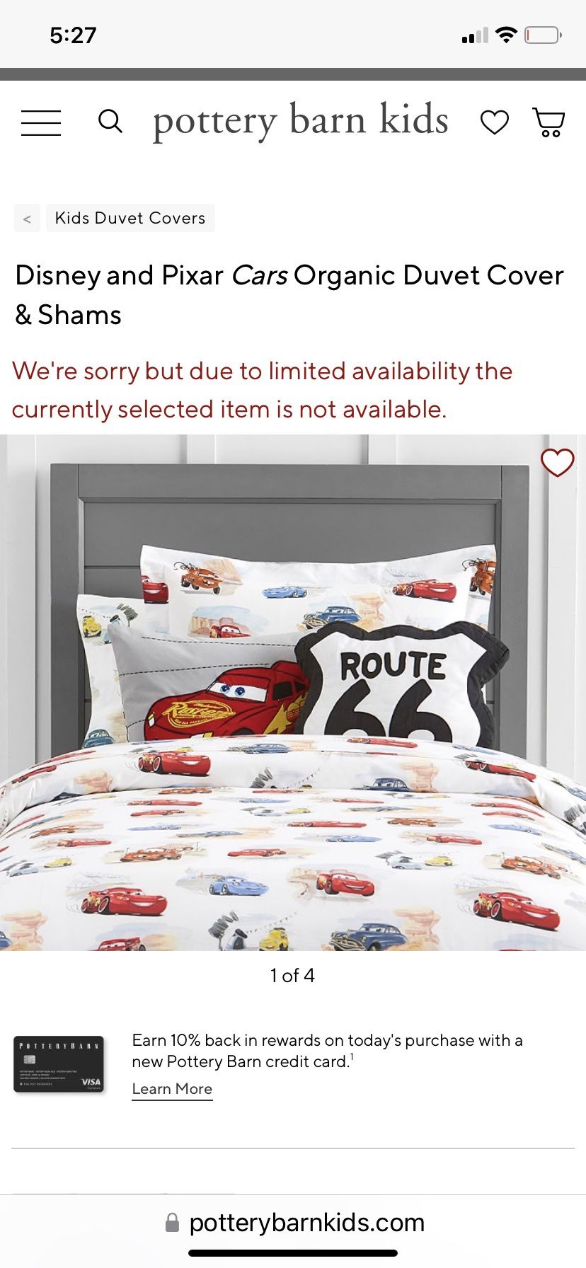 Pottery Barn Disney Cars Bedding Set