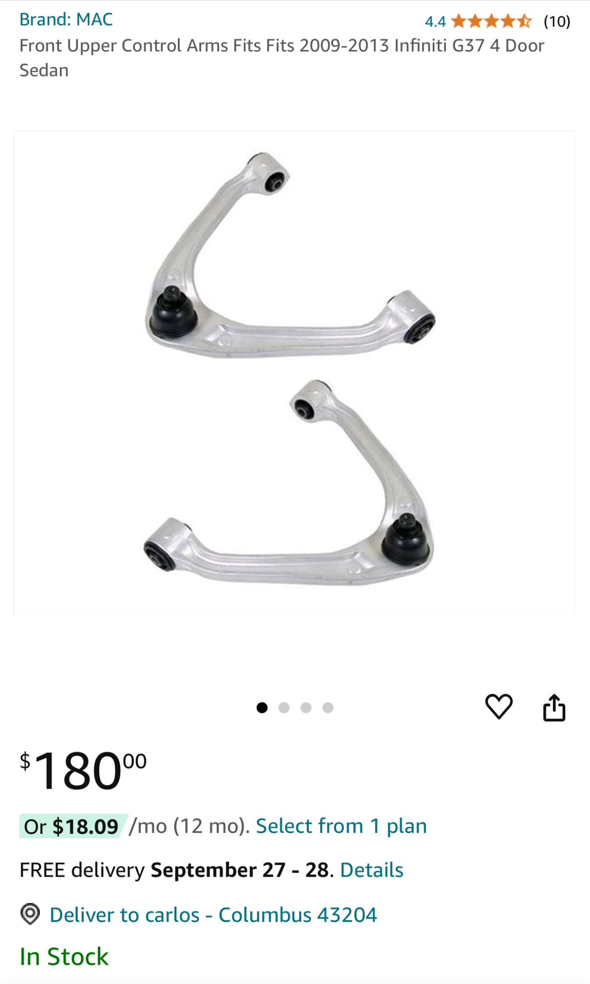 04-08 Infiniti G35/350z Upper Control Arm