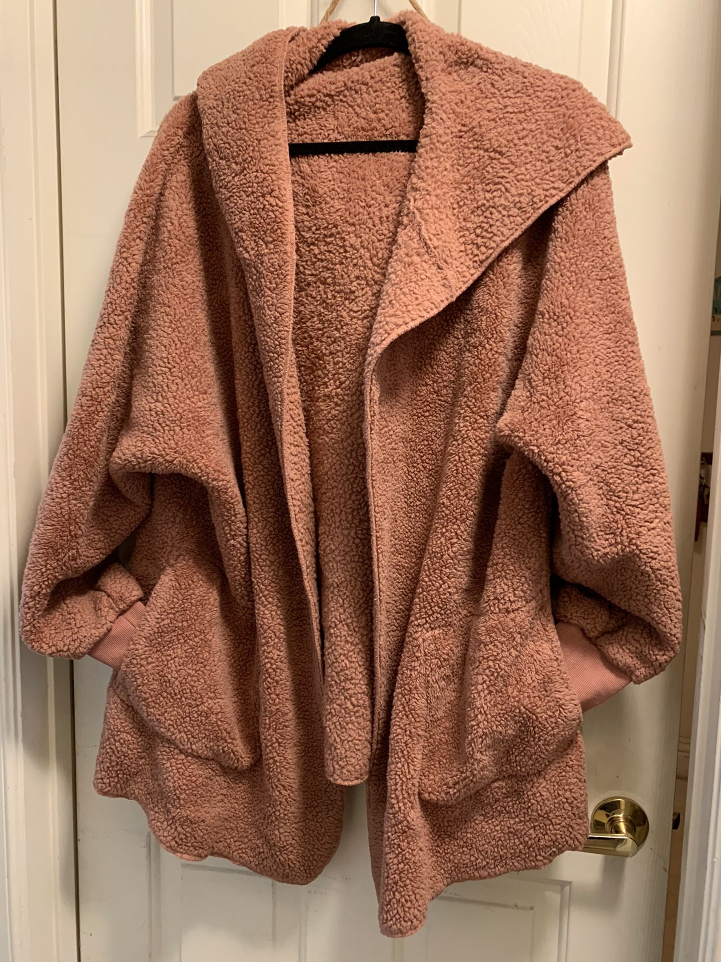Brown Fleece Jacket With Pockets  - Size XL
