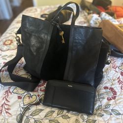 Fossil Large Carmen Tote and Matching Wallet 