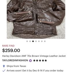 Harley Davidson AMF 70s Brown Vintage Leather Jacket RARE