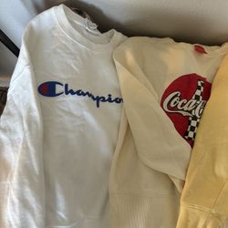 Champion Tops | Champion Womens Crew Neck Long Sleeve Sweatshirt - Size Medium | Color: White | Size: 