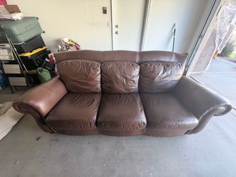 Brown leather couch