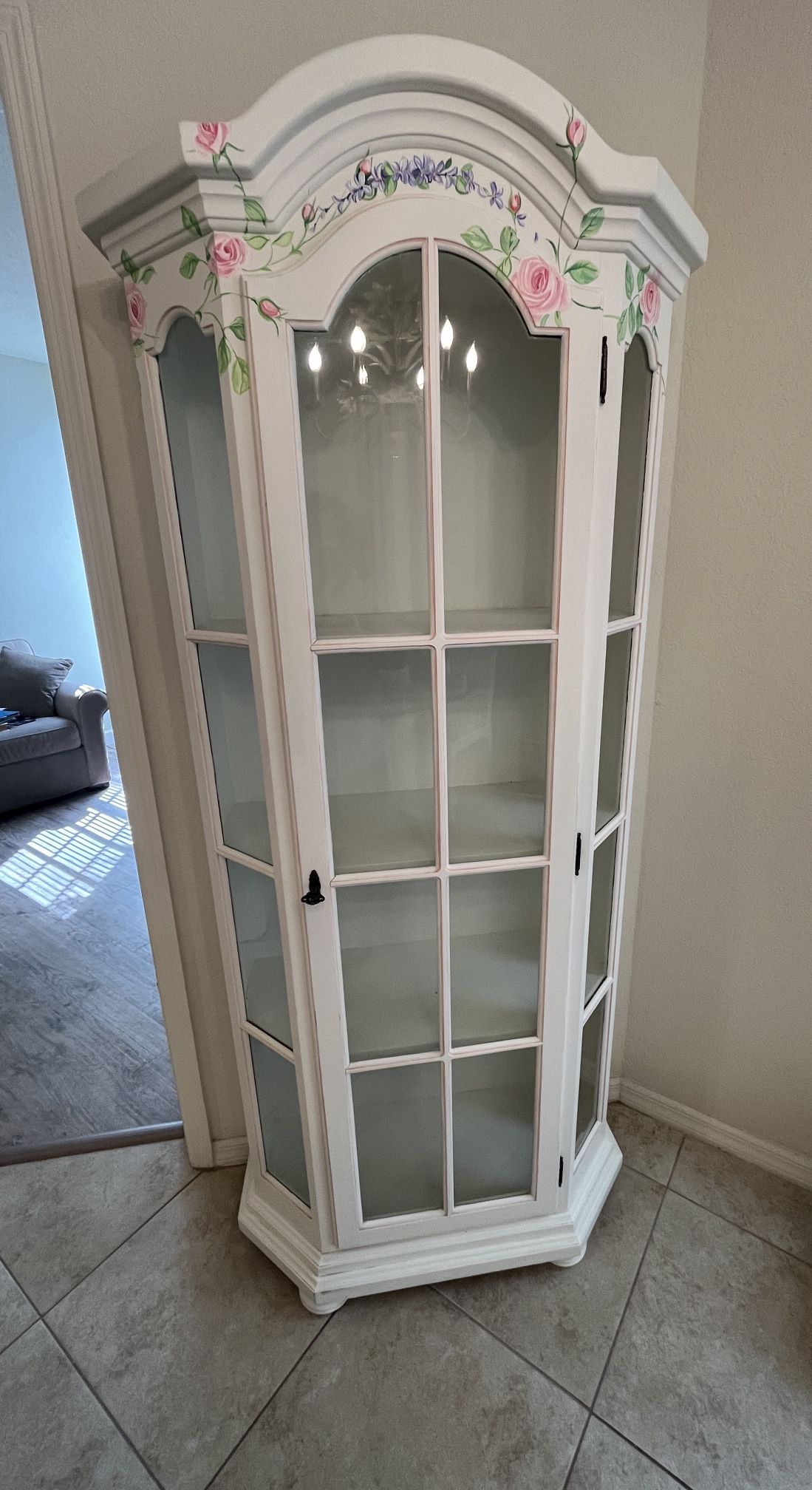 Custom hand painted curio cabinet