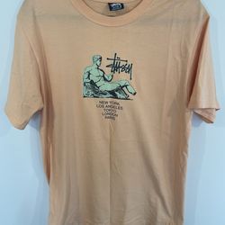 Stussy Orange New York Los Angeles Tokyo T-Shirt Sz M
