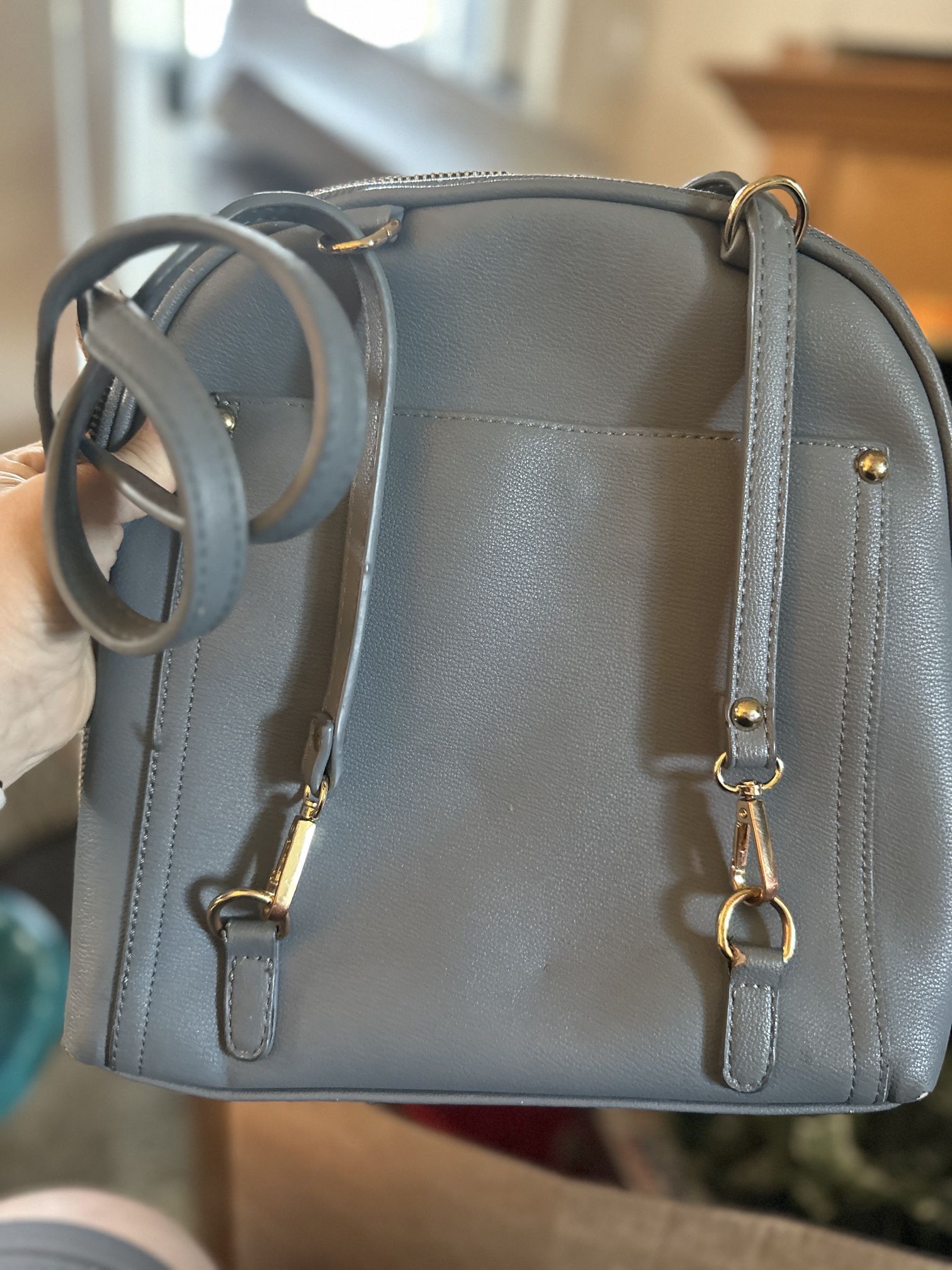 Miztique Vegan Leather Shoulder Satchel Handbag Purse - Gray