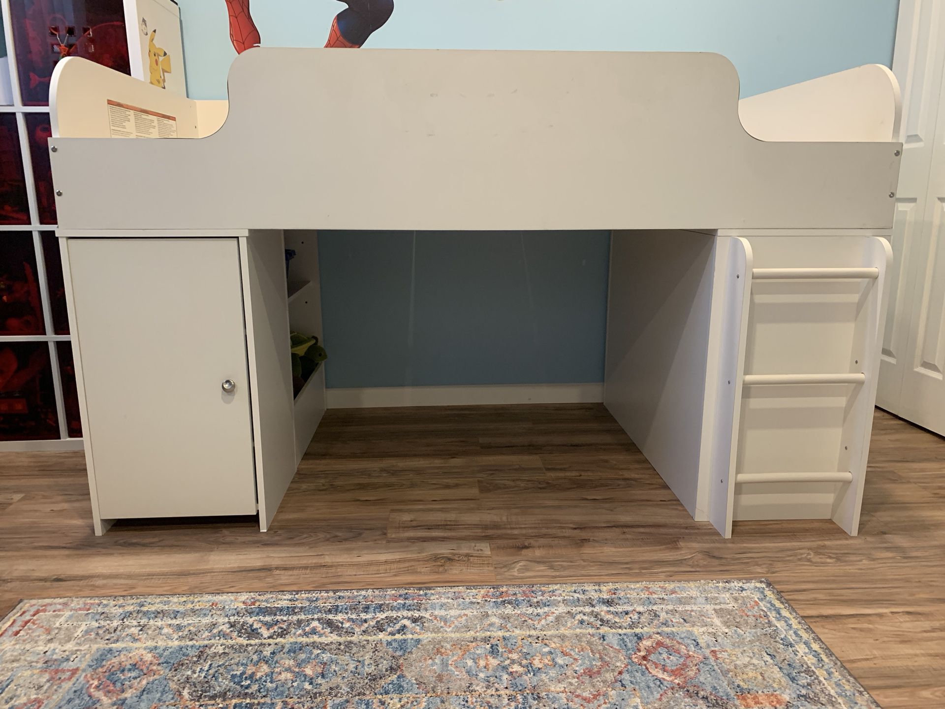 Loft Bed  with Cabinet And Shelf