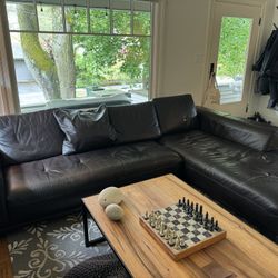 Espresso Color Leather Couch