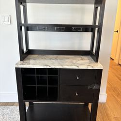 Bar Cart / Serving Bar with Wine Rack and Shelves