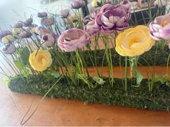 Handmade Floral Moss Table Runner Centerpiece