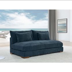 Dark Teal Blue Corduroy Sofa