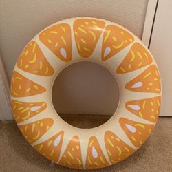 Patched - 30” Small Round Orange Inflatable Pool Float Tube Swim Ring Raft Lounge Toy