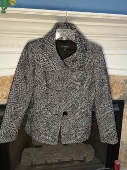 Talbots Womens Blazer Size 8 Black White Plaid Tweed Jacket NWT MSRP $199