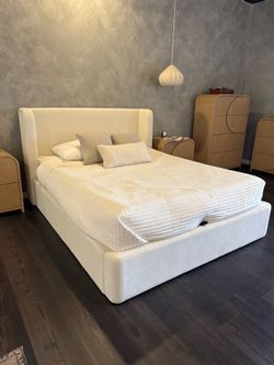 Arhaus Storage Bed | Performance Chenille | Lift-Up Storage | Queen & King | New