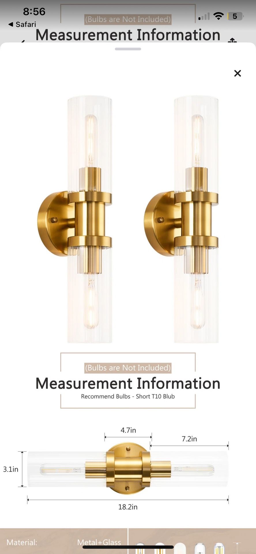 Set Of 2 Wall Lights