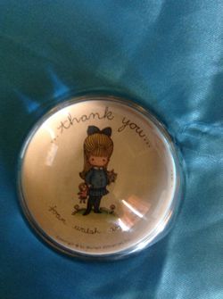 Vintage joan walsh round glass paper weight