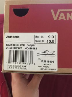 Gumsole chili pepper vans size 9