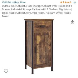 USIKEY Storage Cabinet with 2 Drawers, 3 Tier Shelf Wooden Floor Cabinet, 55.7 Inches Free Standing Linen Tower with Open Shelves, for Bathroom, Livin