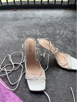 White strappy heels