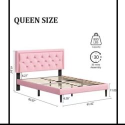 Queen Bed Frame Pink