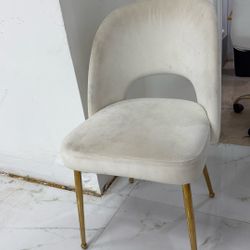 White and gold upholstery Chair