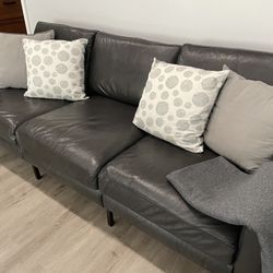 85” Burrow Leather Sofa (Black) - New price $2499 plus tax