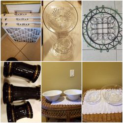 Bowls, candle holders, wall decor, filters