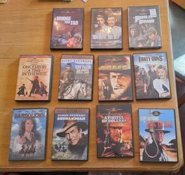 Old Western and War Set of 11 DVDs - Clint Eastwood, James Stewart, etc. - Some NEW!