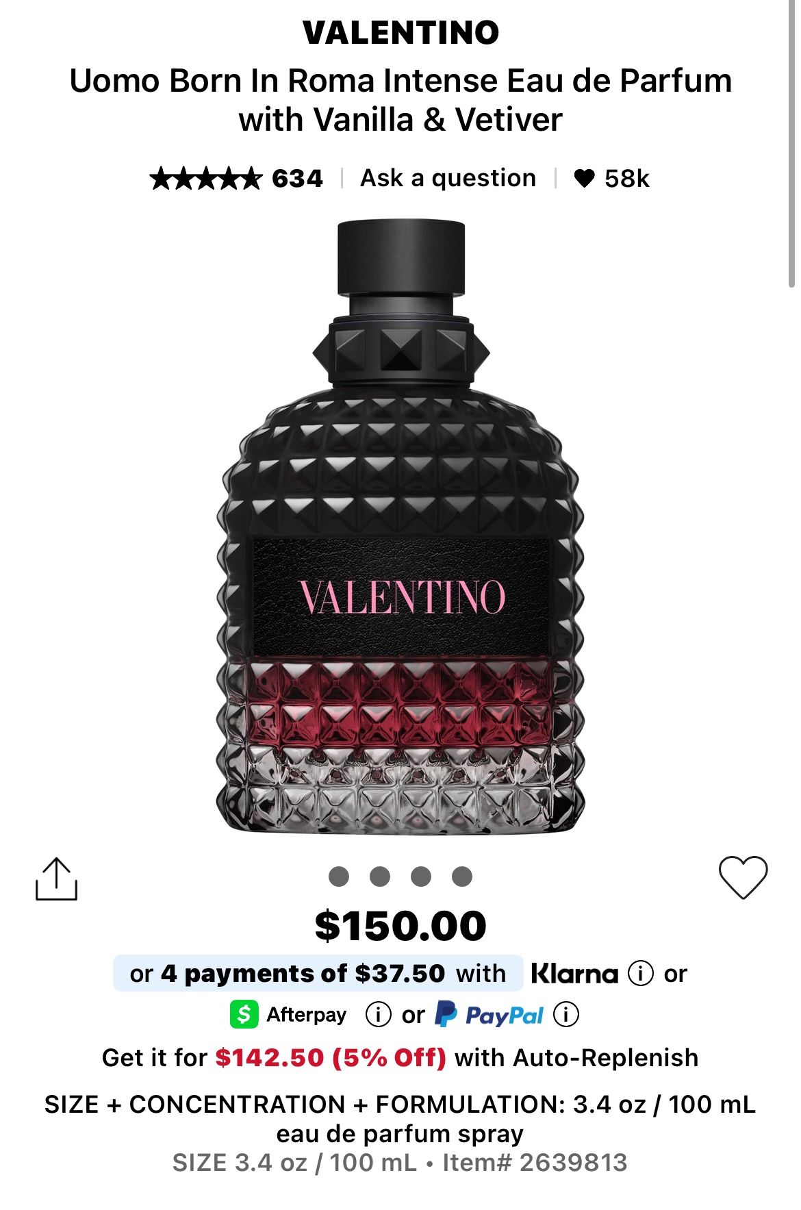 Valentino Born In Roma Intense 3.4 OZ