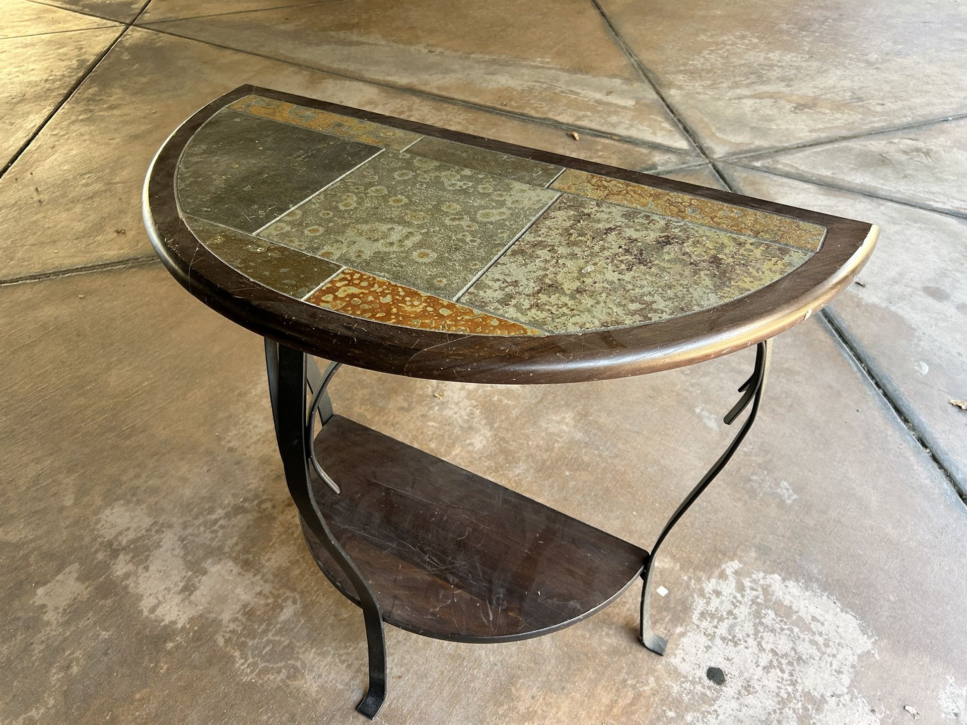 Wood & Stone Console Table