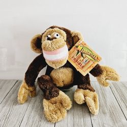 6" Brown Madagascar Celebrity Beanbag Chimp Chimpanzee Big Grin Smiling Monkey Plushie Stuffed Animals DreamWorks Animation 2005. Pre-owned in excelle